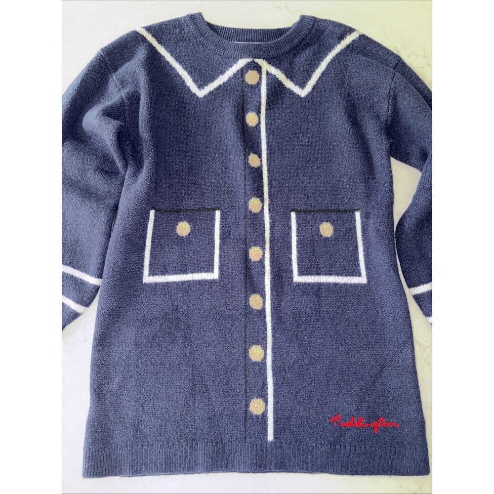 Gap Toddler Paddington Bear Collab CashSoft Sweater Dress Navy Blue Size 5 Years